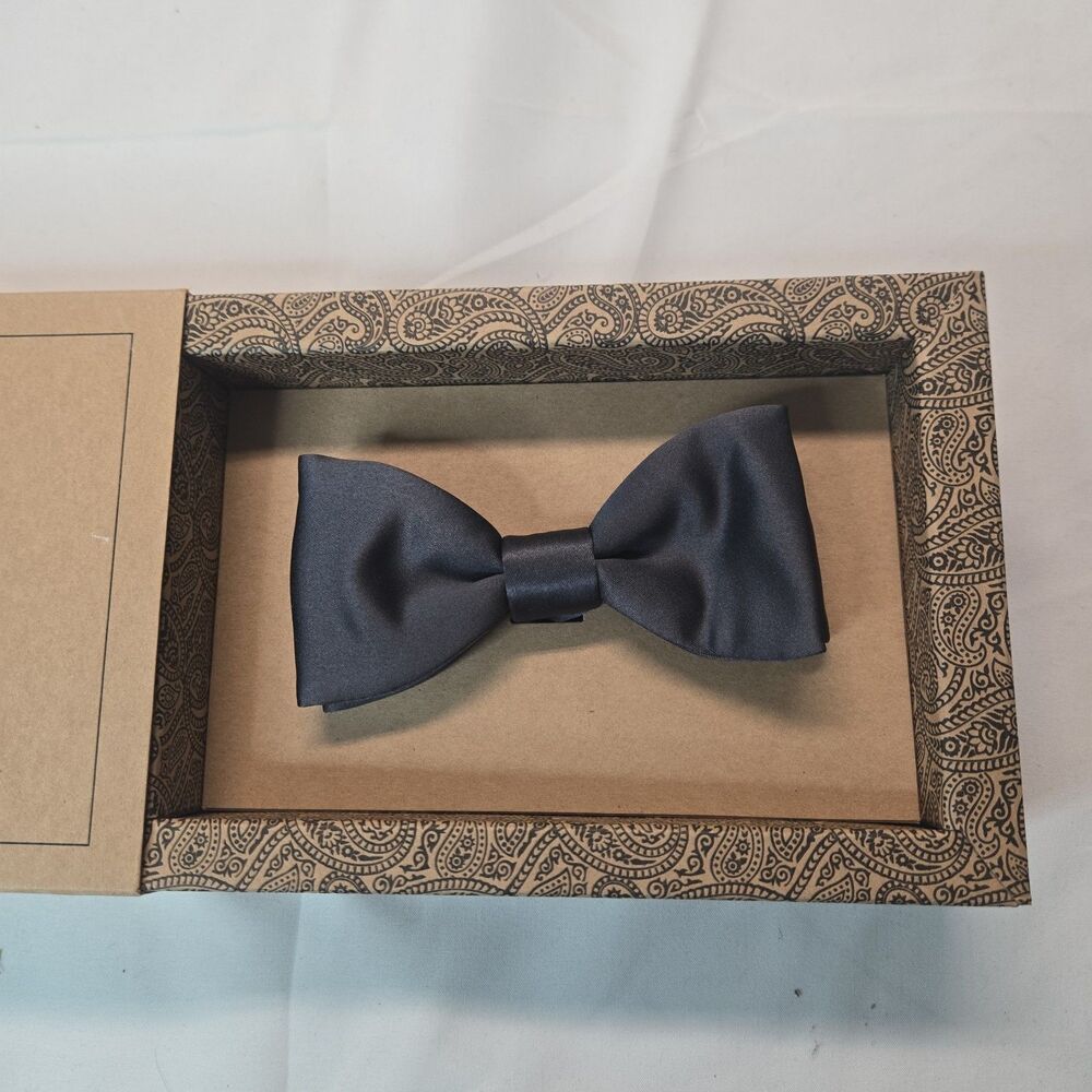 Mrs Bow Tie Gunmetal Gray Tuxedo Accessory Silk Prom Formal Wear Dark Academia
